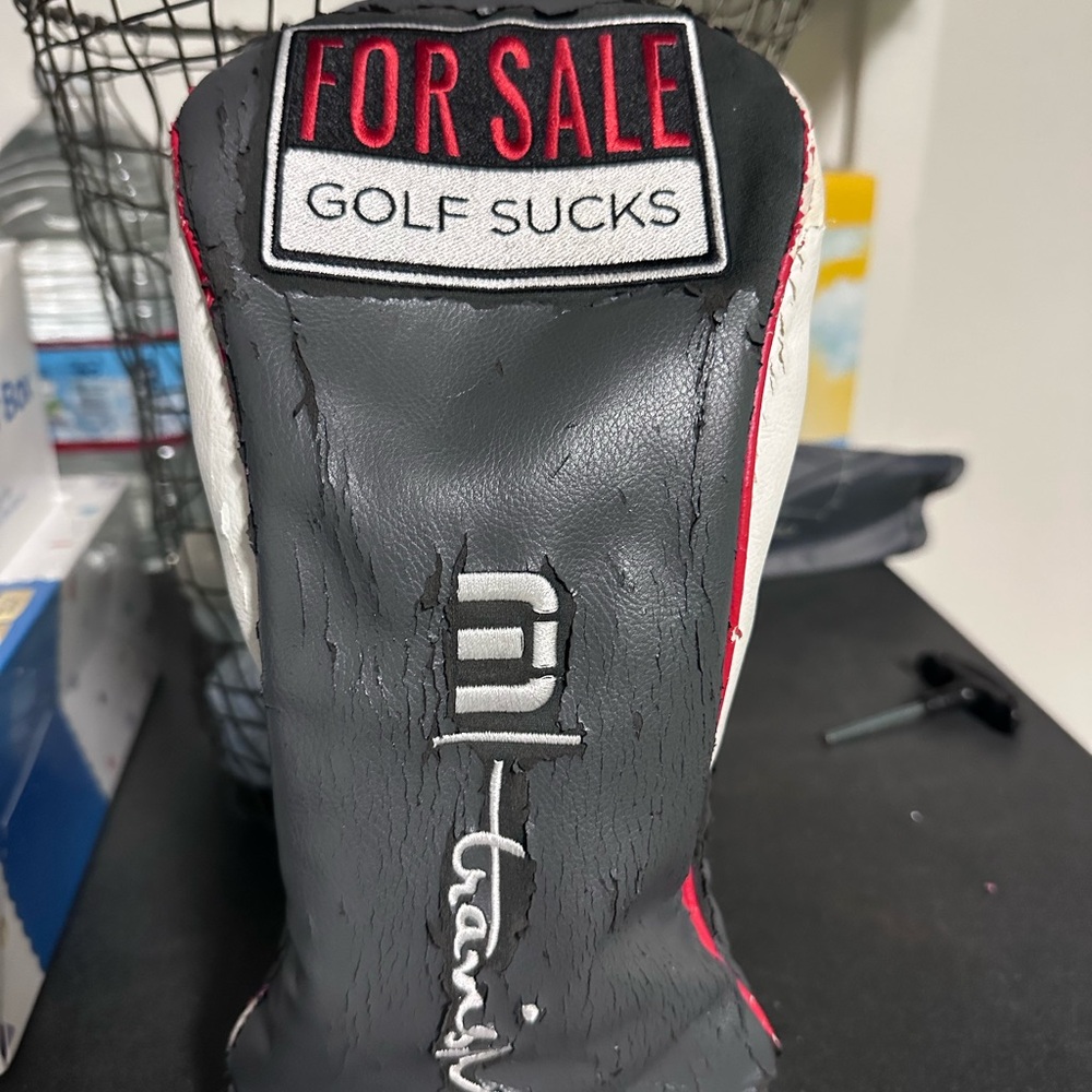 Travis Mathew Black and White Golf Headcover “For Sale Golf Sucks”